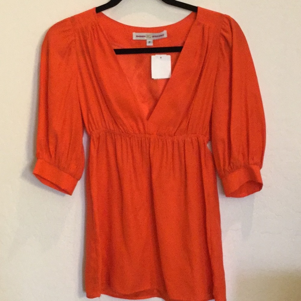 Amanda Uprichard Orange 3/4 sleeve silk sz XS NWT